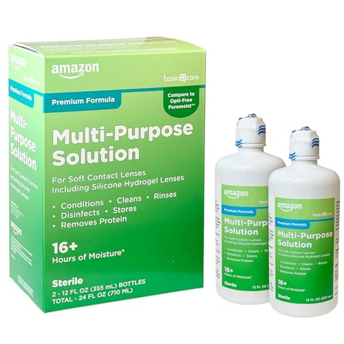 Amazon Basic Care Multi-Purpose Contacts Solution - Premium Formula, 12 fl oz (Pack of 2)