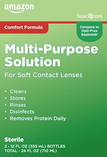 Amazon Basic Care Multi-Purpose Contacts Solution - Comfort Formula, 12 fl oz (Pack of 2)