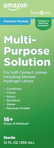 Amazon Basic Care Multi-Purpose Contacts Solution - Premium Formula, 12 fl oz (Pack of 1)