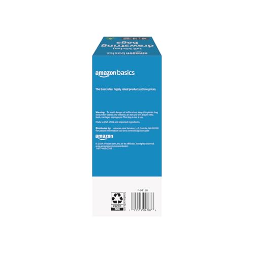 Amazon Basics 13 Gallon Tall Kitchen Drawstring Trash Bags, Unscented, 10% Post Consumer Recycled, 45 Count view 2