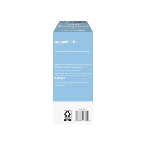 Amazon Basics 13 Gallon Tall Kitchen Drawstring Trash Bags, Clean Fresh Scent, 10% Post Consumer Recycled, 45 Count