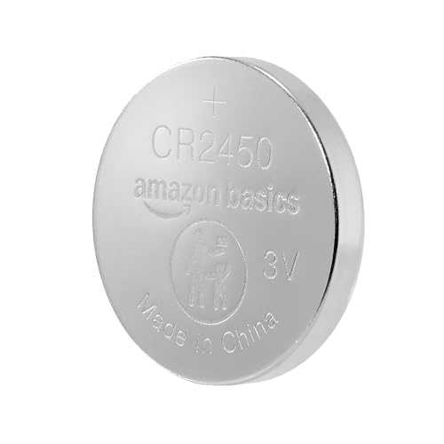 Amazon Basics 2-Pack CR2450 Lithium Coin Cell Battery, 3 Volt, Long Lasting Power, Mercury-Free, Child-Safe Package (Use Scissors to Open)