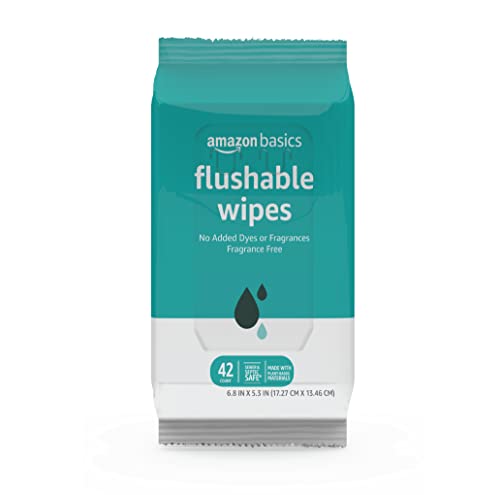 Amazon Basics Adult Wet Wipes Flushable formulated without Fragrance, 126 Count (3 Packs of 42) Packaging May Vary view 2