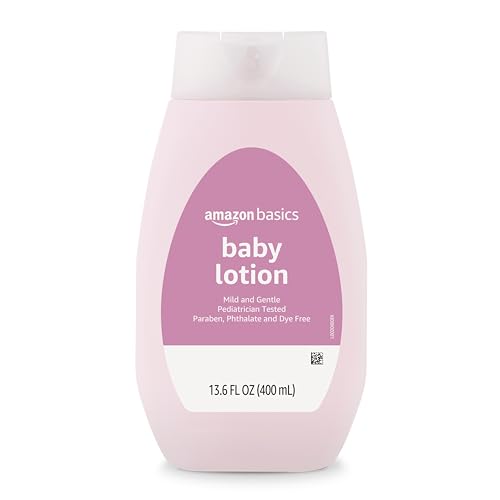 Amazon Basics Baby Lotion, Mild & Gentle, Hypoallergenic, Paraben Free, Phthalate Free, Dye Free, Lightly Scented, 13.6 Fl Oz (Pack of 1) (Previously Solimo)