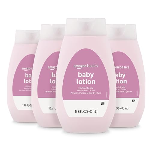 Amazon Basics Baby Lotion, Mild & Gentle, Lightly Scented, 13.6 Fl Oz (Pack of 4) (Previously Solimo)