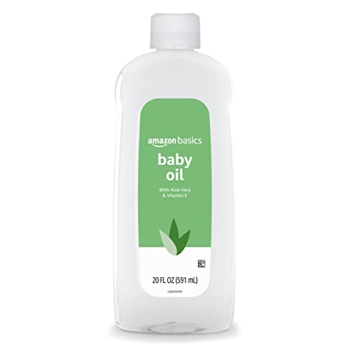 Amazon Basics Baby Oil with Aloe Vera & Vitamin E, Helps Prevent Moisture Loss, 20 Fl Oz (Pack of 1) (Previously Solimo)
