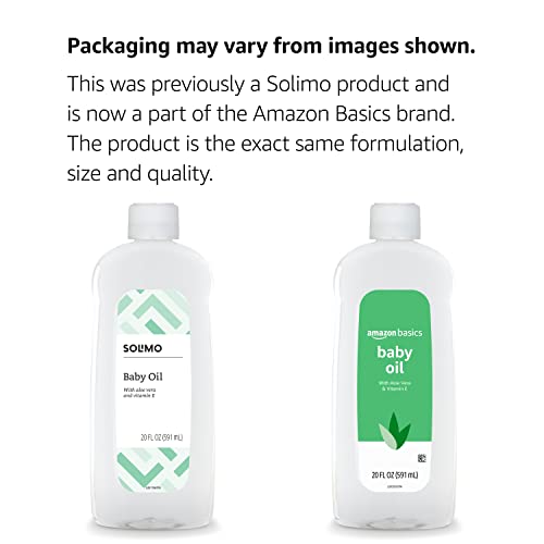 Amazon Basics Baby Oil with Aloe Vera & Vitamin E, Helps Prevent Moisture Loss, 20 Fl Oz (Pack of 1) (Previously Solimo) view 2
