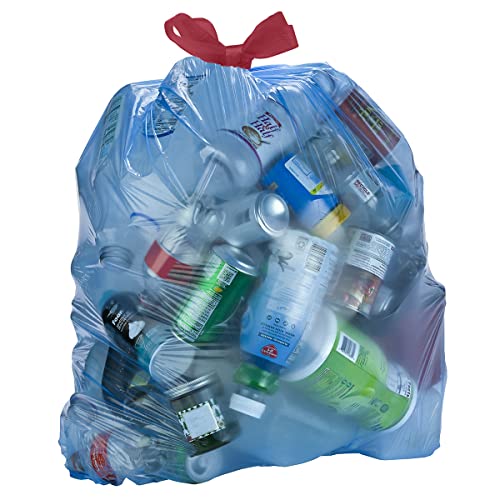 Amazon Basics Blue Recycling Drawstring Trash Bags, Tall Kitchen, Unscented, 13 Gallon, 60 Count view 2