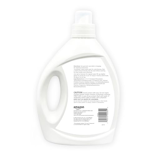 Amazon Basics Concentrated Liquid Laundry Detergent, Free of Perfumes & Clear of Dyes, 110 loads, 82.5 Fl Oz (Previously Solimo)