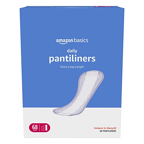 Amazon Basics Daily Pantiliner, Extra Long Length, Pads for Women, Unscented, 68 Count (Previously Solimo)