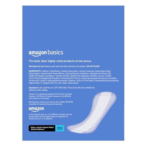 Amazon Basics Daily Pantiliner, Extra Long Length, Pads for Women, Unscented, 272 Count (4 Packs of 68) (Previously Solimo)