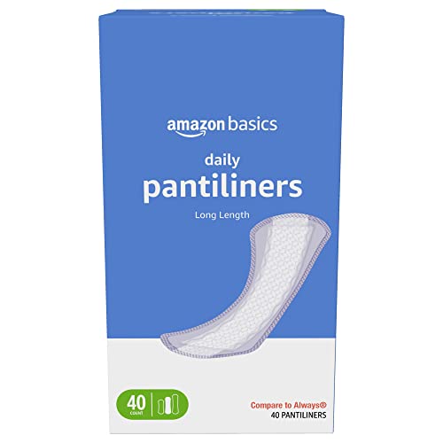 Amazon Basics Daily Pantiliner, Long Length, Pads for Women, Unscented, 40 Count (Previously Solimo)