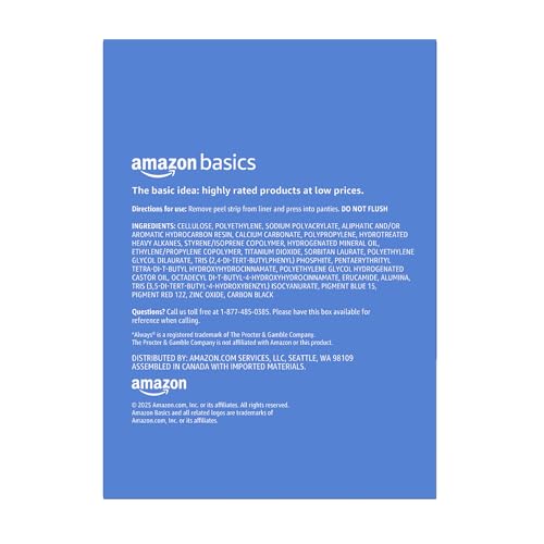 Amazon Basics Daily Pantiliner, Regular Length, Feminine Pads for Women, Unscented, 300 Count (6 Packs of 50) (Previously Solimo) view 2