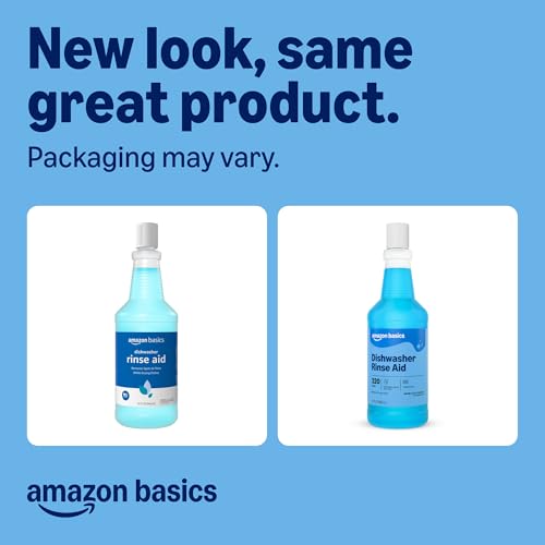 Amazon Basics Dishwasher Rinse Aid Liquid, Prevents Spots, Enhances Drying, Sparkling Finish, 32 Fl Oz, 1-Pack view 2