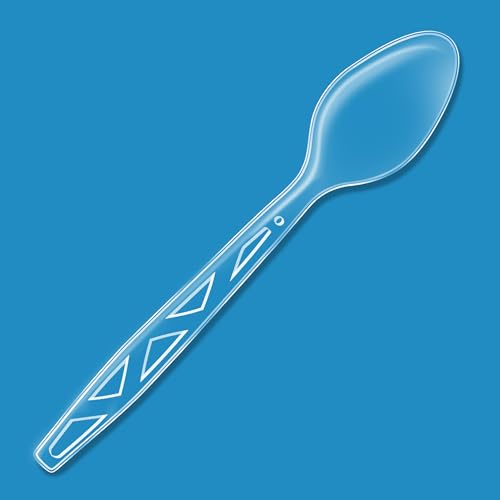 Amazon Basics Disposable Clear Plastic Spoons, Premium Quality, 100 Count, Large Pack