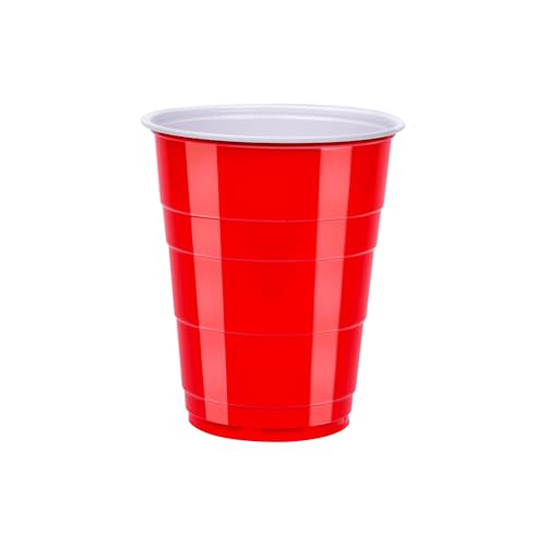 Amazon Basics Disposable Plastic Party Cups, Red, 18oz, 120 Count, Large Pack