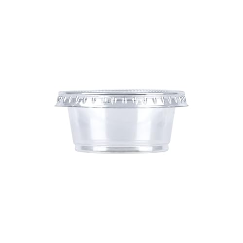 Amazon Basics Disposable Plastic To-Go Cups and Lids, Mini, 2oz, 50 Count