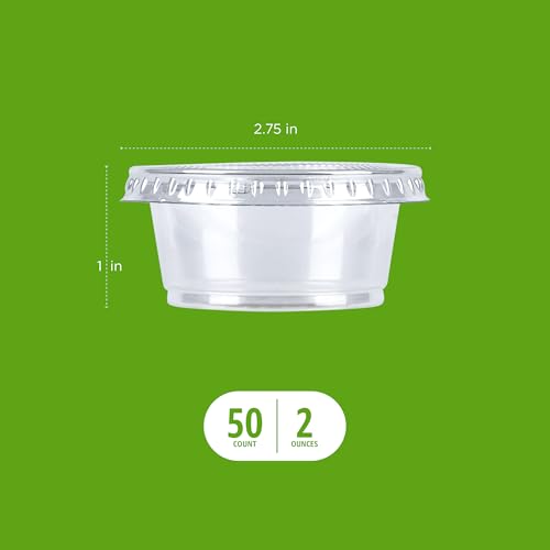 Amazon Basics Disposable Plastic To-Go Cups and Lids, Mini, 2oz, 50 Count