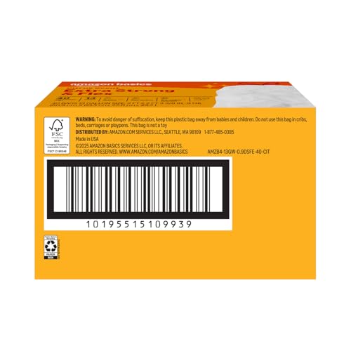 Amazon Basics Extra Strong & Flex Tall Kitchen Drawstring Trash Bags, Citrus Scent, 13 Gallon, 40 Count view 3