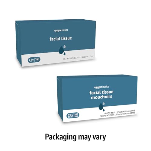 Amazon Basics Facial Tissue, 2-Ply, Soft and Strong, 2880 Count (18 Packs of 160), (Packaging May Vary) view 2
