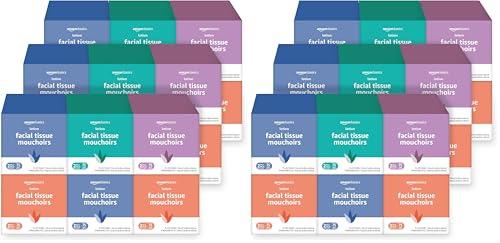Amazon Basics Facial Tissue with Lotion, 2-Ply, 1350 Count (36 Packs of 75), (Packaging May Vary)