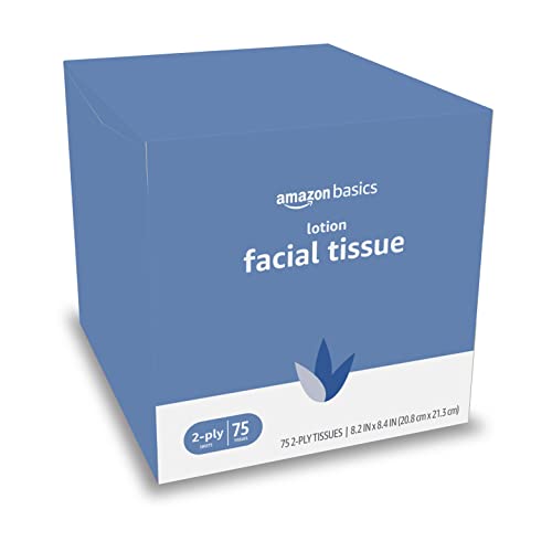 Amazon Basics Facial Tissues with Lotion, 2-Ply, 300 Count (4 Boxes, 75 Tissues per Box), Packaging May Vary view 2