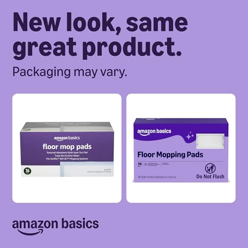 Amazon Basics Floor Cleaning Wet Mopping Pads, Super Absorbent, Fits Swiffer WetJet Mopping Systems, 36 Count, Packaging May Vary view 2