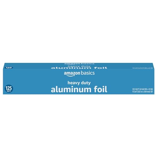 Amazon Basics Heavy Duty Aluminum Foil, 125 Sq Ft, Pack of 2