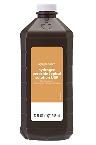 Amazon Basics Hydrogen Peroxide Topical Solution USP, First Aid Antiseptic for Cuts, Scrapes and Wound Disinfection, Pack of 1, 32 fl oz