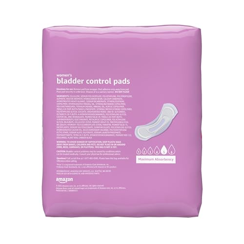 Amazon Basics Incontinence Pads for Women, Postpartum, Long, Maximum Absorbency, Bladder Control, Unscented, 78 Count (2 Packs of 39) view 3