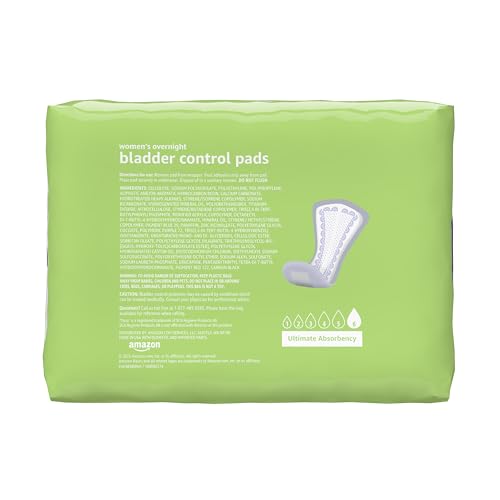 Amazon Basics Incontinence Pads for Women, Postpartum Pads, Bladder Control, Overnight Absorbency, Fresh Protection, Unscented, 30 Count view 2
