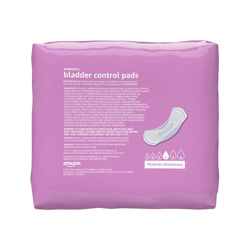 Amazon Basics Incontinence Pads for Women, Postpartum, Long, Bladder Control, Moderate Absorbency, Unscented, 108 Count (2 Packs of 54) view 2