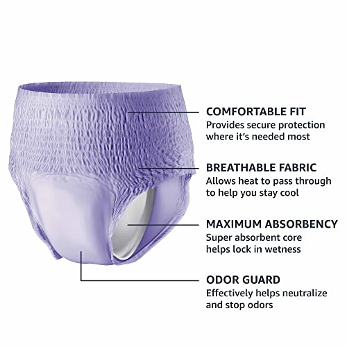 Amazon Basics Incontinence Underwear for Women, Protective, Disposable, Postpartum, Maximum Absorbency, XX-Large, Lavender, 42 Count (3 Packs of 14)