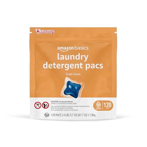 Amazon Basics Laundry Detergent Pacs, Fresh Scent, 120 Count (Previously Solimo)
