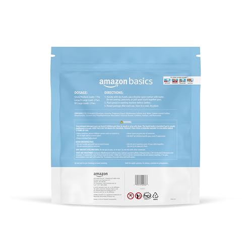 Amazon Basics Laundry Detergent Pacs, Hypoallergenic, Free & Clear, 120 Count (New Packaging)