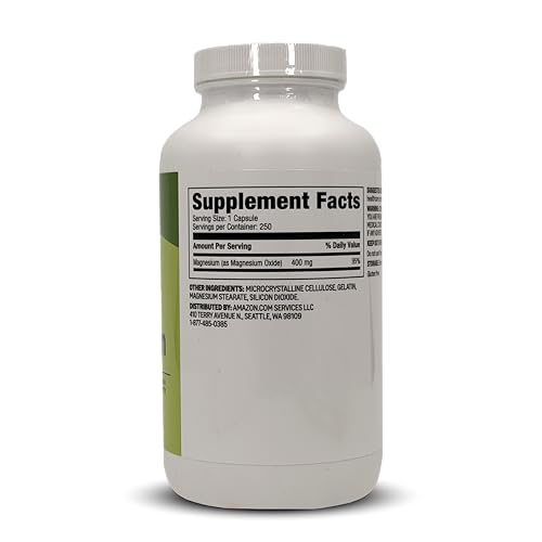 Amazon Basics Magnesium Bone & Muscle Health Capsules, 400 mg, 250 Count view 2