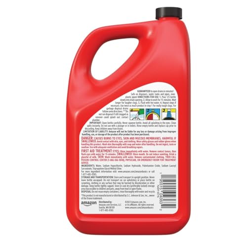 Amazon Basics Max Strength Drain Cleaner Hair Clog Remover Gel - Unclogs Hair and Grease, 80 Fl Oz