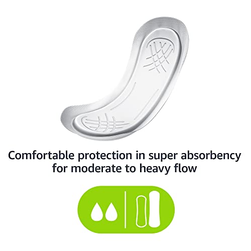 Amazon Basics Maxi Pads For Periods- Thick, Super Absorbency, Unscented, 48 Count, 1 Pack