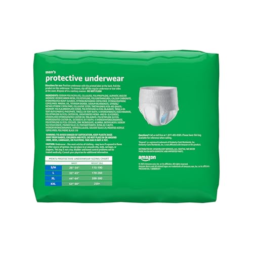 Amazon Basics Maximum Absorbency Incontinence Underwear for Men with Leak Protection and Odor Control, Large, 54 Count (3 Packs of 18) view 2