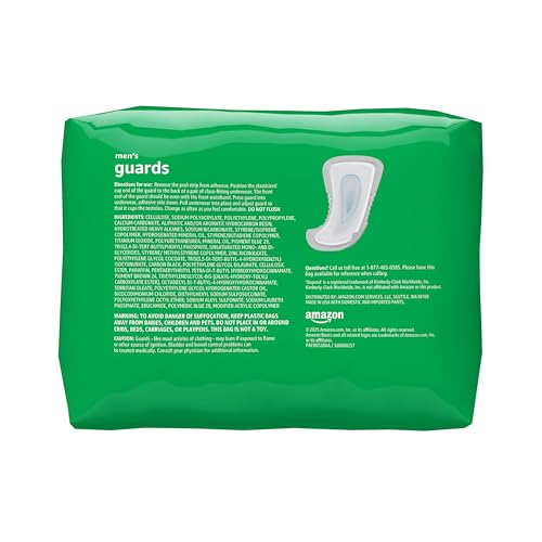 Amazon Basics Men's Incontinence Guards, Maximum Absorbency, 52 Count, (1 Pack of 52) view 2