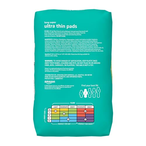 Amazon Basics Menstrual Pads for Women With Flexi-Wings, Long Length, Size 2, Super Absorbency, 32 Count (Pack of 1) view 2