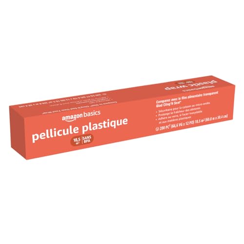 Amazon Basics Plastic Food Wrap, BPA Free, Microwavable, 200 Sq Ft, Pack of 1 view 2