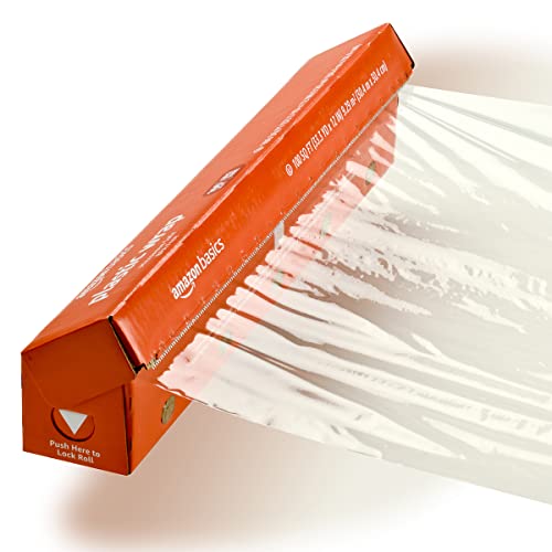 Amazon Basics Plastic Wrap, 300 Sq Ft, Pack of 3, 100 Sq Ft Rolls