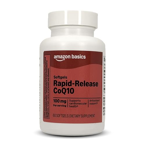 Amazon Basics Rapid-Release CoQ10 Heart Health Softgels, 100 mg, 60 Count