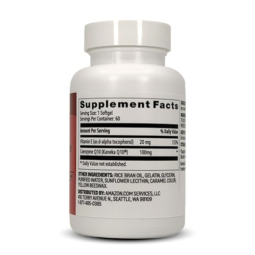 Amazon Basics Rapid-Release CoQ10 Heart Health Softgels, 100 mg, 60 Count view 2