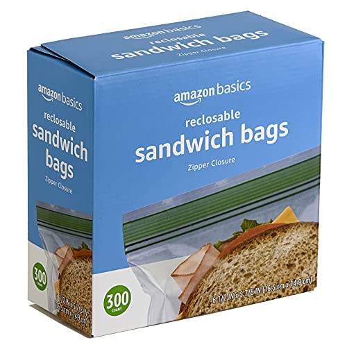 Amazon Basics Resealable Double Zipper Sandwich Storage Bags for Food Storage, 300 Count (Previously Solimo) view 3