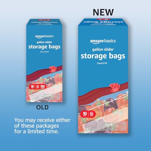 Amazon Basics Slider Gallon Food Storage Bags, BPA Free, Stand-Up Bottom, Easy to Fill, 90 Count view 2