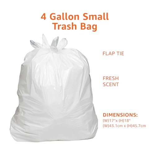 Amazon Basics Small 4 Gallon Trash Bags with Flap Ties, Fresh Scent, Odor Control, 0.5 mil Thick, 80 Count view 3