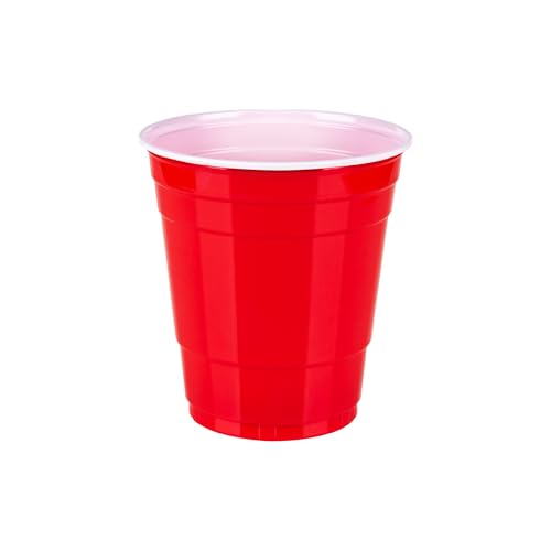 Amazon Basics Small Disposable Plastic Party Cups, Red, 9oz, 50 Count