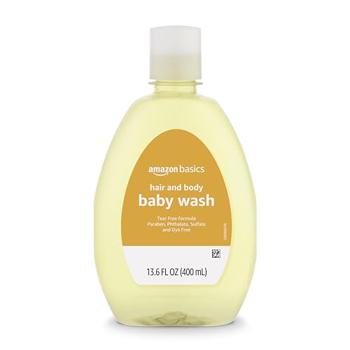 Amazon Basics Tear-Free Baby Hair and Body Wash, Lightly scented, 13.60 Fl Oz (Pack of 4)